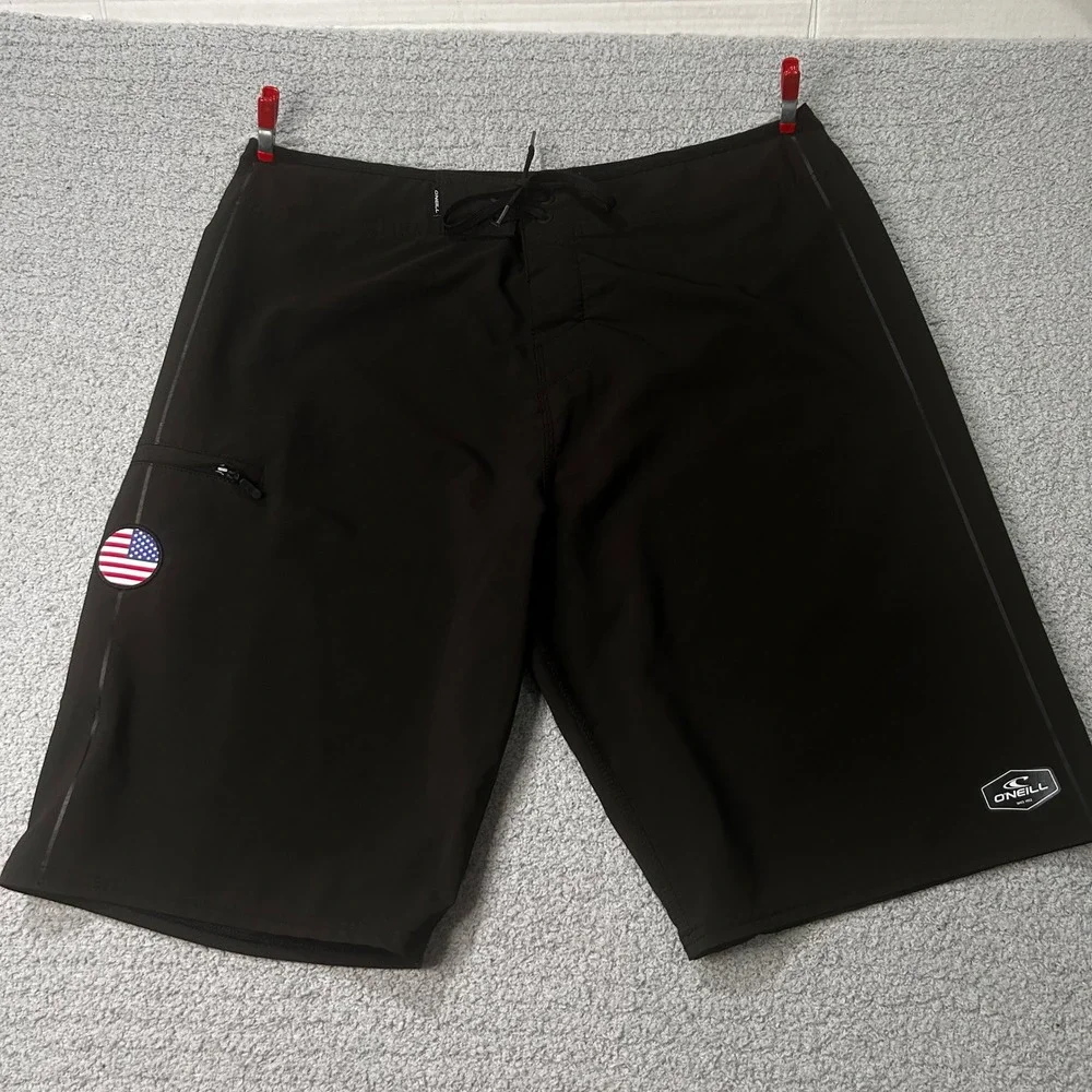 O'Neill Board Shorts Hyperfreak 34 Black Surf Beach Patriotic Athletic Summer
